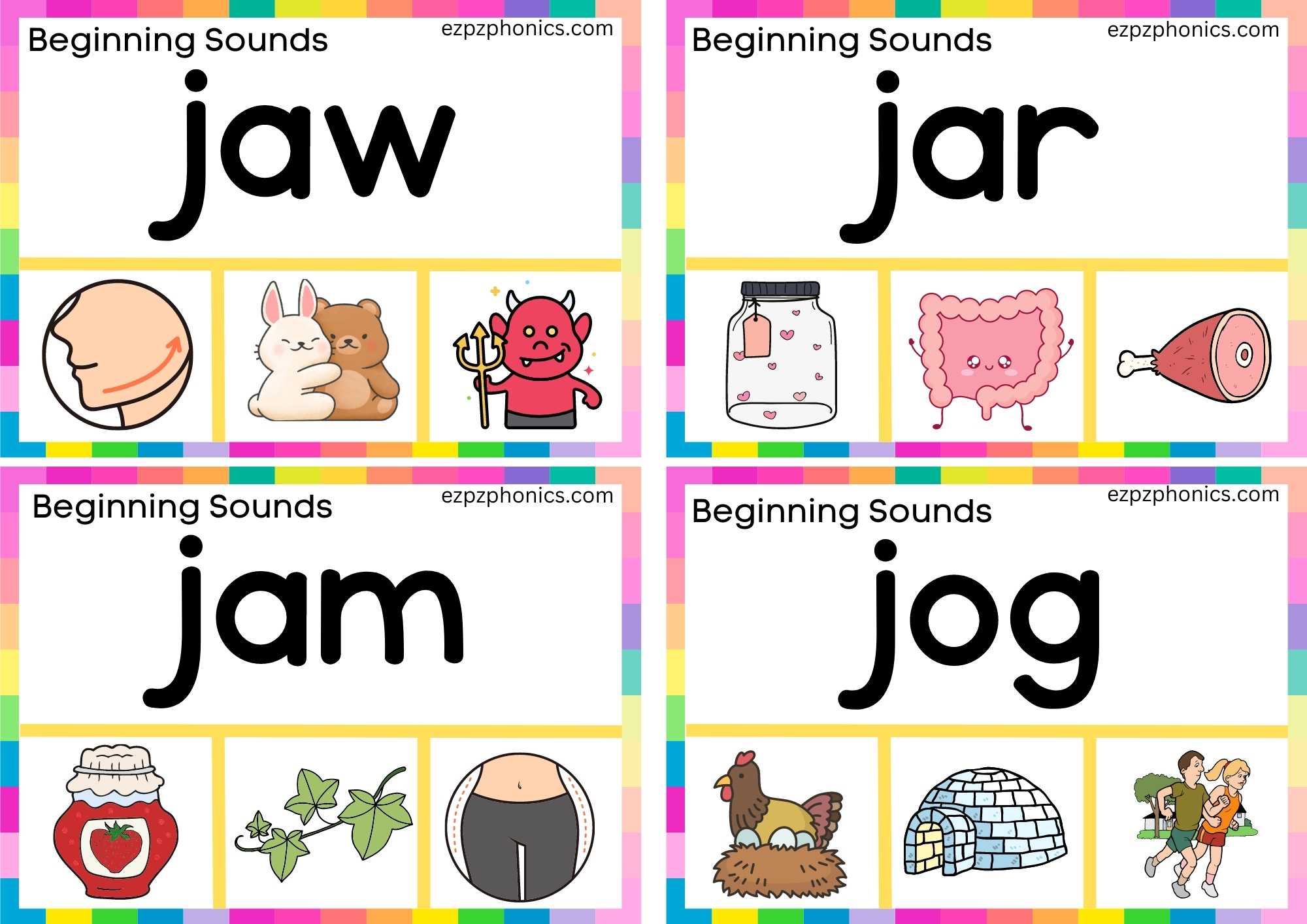 Letter J Read The Word And Clip The Correct Image Clip Card Group 1